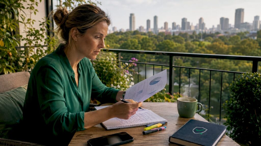 Vrouw buigt zich over de resultaten van een klanttevredenheidsonderzoek.