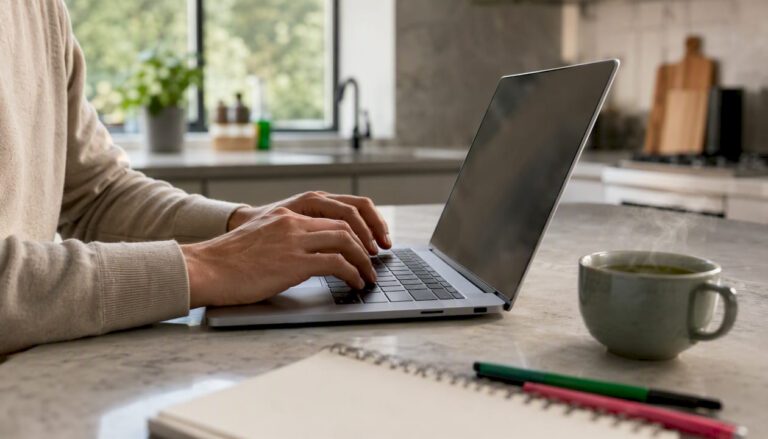 Iemand tikt op het toetsenbord van een laptop.