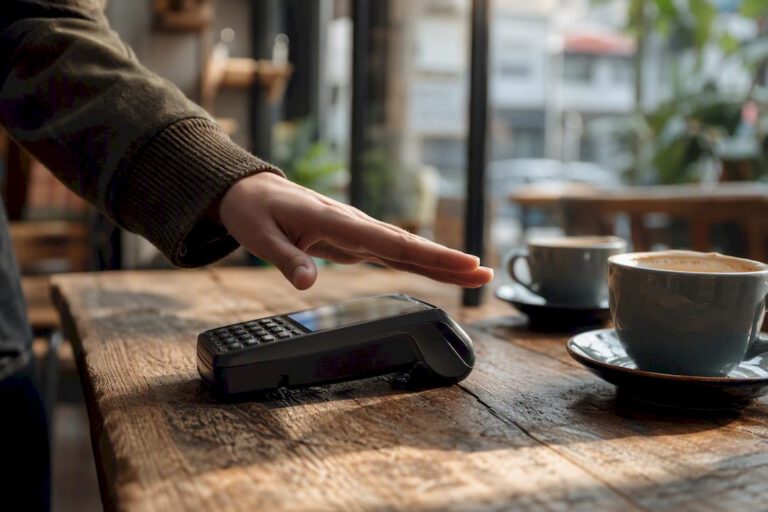 Iemand rekent af met een creditcard.